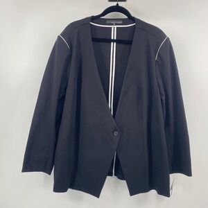 Amanda + Chelsea Topper Jacket Womens 2X Black Stretch Single Button Blazer NWT